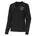 thumbnail image 2 of Women's Antigua Heather Black Las Vegas Raiders Varsity Tri-Blend V-Neck Long Sleeve T-Shirt, 2 of 3