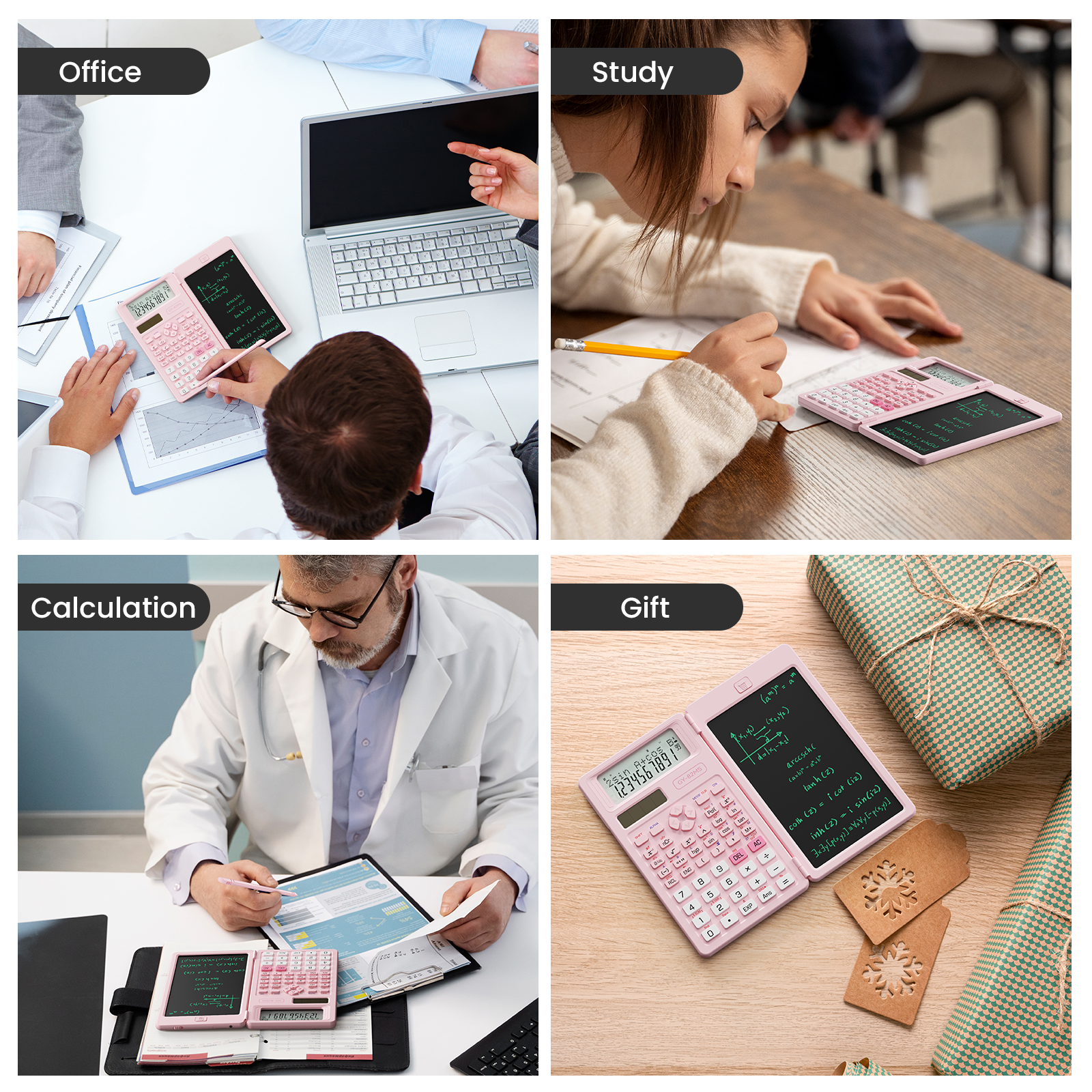 Newyes 82MS Scientific Calculator with Writing Tablet, Pink photo 3