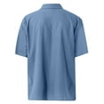 thumbnail image 5 of Lumtrix Mens Short Sleeve Cuban Camp Guayabera Shirt Linen Cotton Summer Hippie Beach Button Down Shirts Blue 4XL, 5 of 5