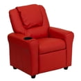 thumbnail image 1 of Contemporary Red Vinyl Kids Recliner with Cup Holder and Headrest, 1 of 9