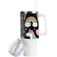 thumbnail image 2 of SKYSONIC Insulated Tumblers with Lids and Straws Handles 40oz Water Bottle Unicorn Rose Rainbow Cute Travel Mug Reusable Stainless Steel Thermos Vacuum, 2 of 7