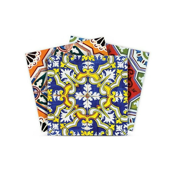Mi Alma Spanish Mexican Multicolor Tile Stickers - Removable Vinyl 4x4, 24 pcs