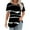 05#Multicolor, variant on Womens Casual T-Shirts Summer Short Sleeve Shirts Fashion Stripe Prints Chest Pleated Blouses Lightweight Loose Round Neck Pullover Top
