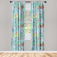 thumbnail image 3 of Ambesonne Spring Curtains, Butterflies Dots Flowers Art, Pair of 28"x84", Pale Redwood Seafoam, 3 of 5