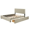 thumbnail image 6 of PAPROOS Queen Platform Bed Frame with Storage, Upholstered Platform Bed with Tufted Button Headboard and 4 Drawers, No Box Spring Needed, Queen Size Bed Frame for Adults, White, 6 of 11