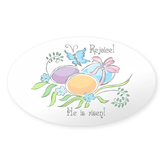 CafePress - Easter Egg Rejoice Oval Sticker - Sticker (Oval)