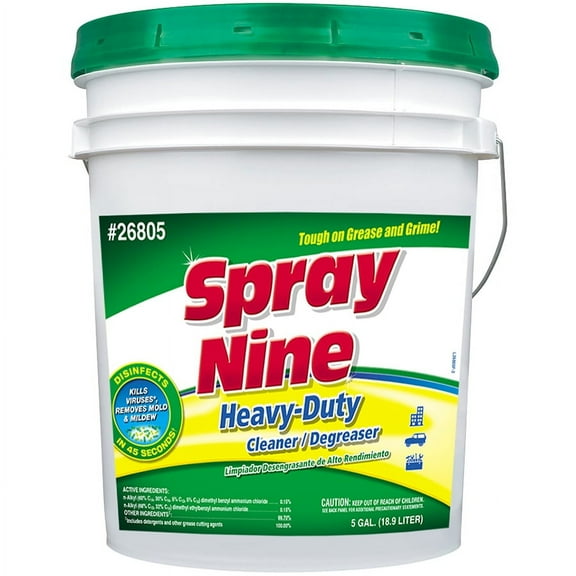 Spray Nine Heavy Duty Cleaner, Degreaser & Disinfectant for Kitchens, Bathrooms, Yard Equipment, Automotive & Industrial - Refill for Spray Bottle 5 Gallon Pail (Pack of 1) - 26805