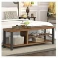 thumbnail image 3 of Entryway Shoe Bench, Modern Wood Shoe Storage for Hallway, Industrial Indoor Shoe Rack Seat, Rustic Walnut, 47 Inch, 3 of 9