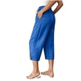 thumbnail image 4 of BUIGTTKLOP Capris Pants for Women Casual Summer 2026 Straight Wide Leg Loose Drawstring Elastic Waist Cropped Trouser, 4 of 6