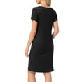 thumbnail image 3 of INSPIRE CHIC Women's Nightgown Sleep Dress Short Sleeve Button Down Solid Crewneck Night Dress S Black, 3 of 6