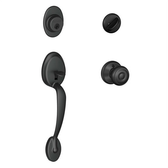 Schlage F60PLYXGEO622 Entrance Handleset, Matte Black