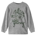 thumbnail image 5 of Spellbound Fairy & Flowers Love Yourself Youth Athletic Heather Crew Neck Long Sleeve Tee -Large, 5 of 7