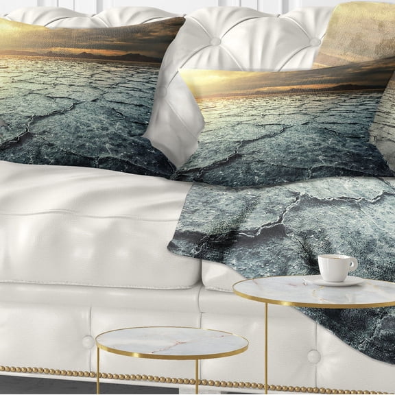 Designart Dark Drought Land under Cloudy Sky - Landscape Wall Throw Pillow - 12x20