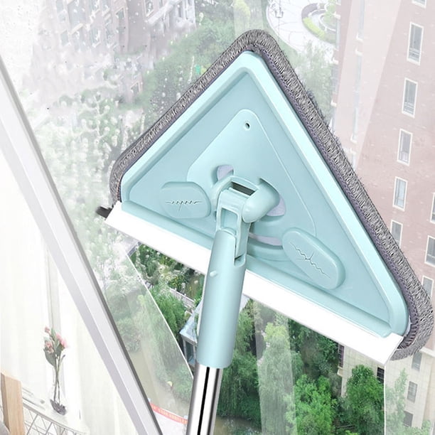 Limpiador de ventanas con varilla telescópica de vidrio grande, multifuncional, para uso doméstico, con cepillo raspador de doble cara, para limpiar ventanas