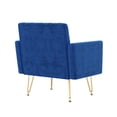 thumbnail image 3 of Sillón de terciopelo Sofá único Sillas de lectura laterales tapiceadas modernas con brazo y pierna de metal de oro para sala de estar dormitorio, 3 of 5