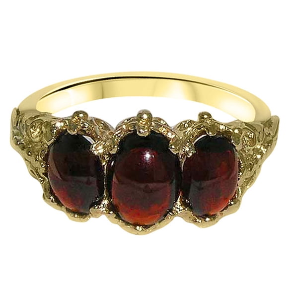 LBG 14k Yellow Gold Real Genuine Garnet Womens Band Ring - Size 10
