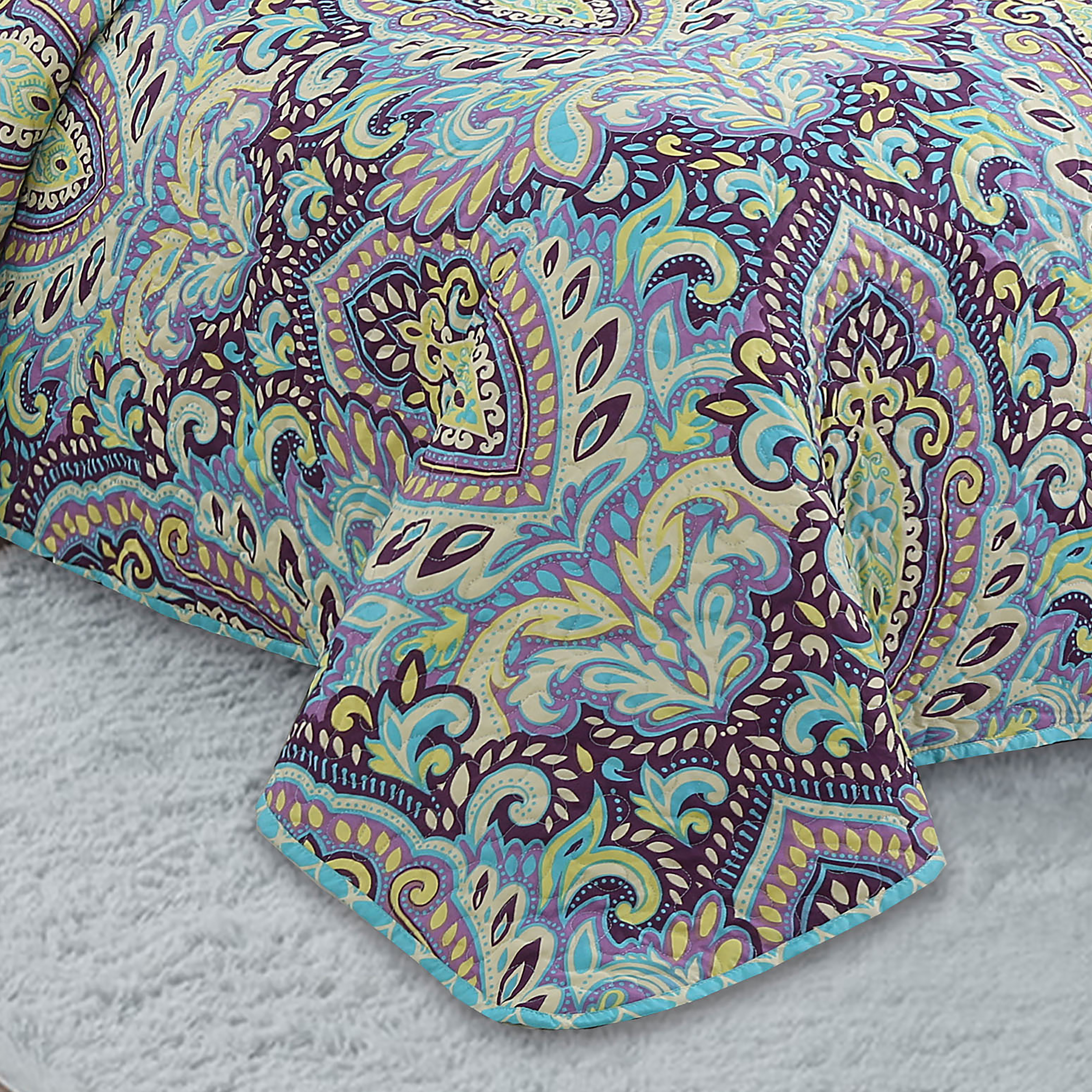 Felicity Jewel Blue 4-piece Reversible Machine Washable Quilt Set Twin