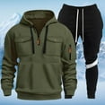 thumbnail image 2 of SGMVNU Sweatsuits for Men 2 Piece Winter Men's Pocket Half Zip Casual Hoodie Sweatshirt Suit Sweatpants Set Tracksuit(Army Green, XL), 2 of 4