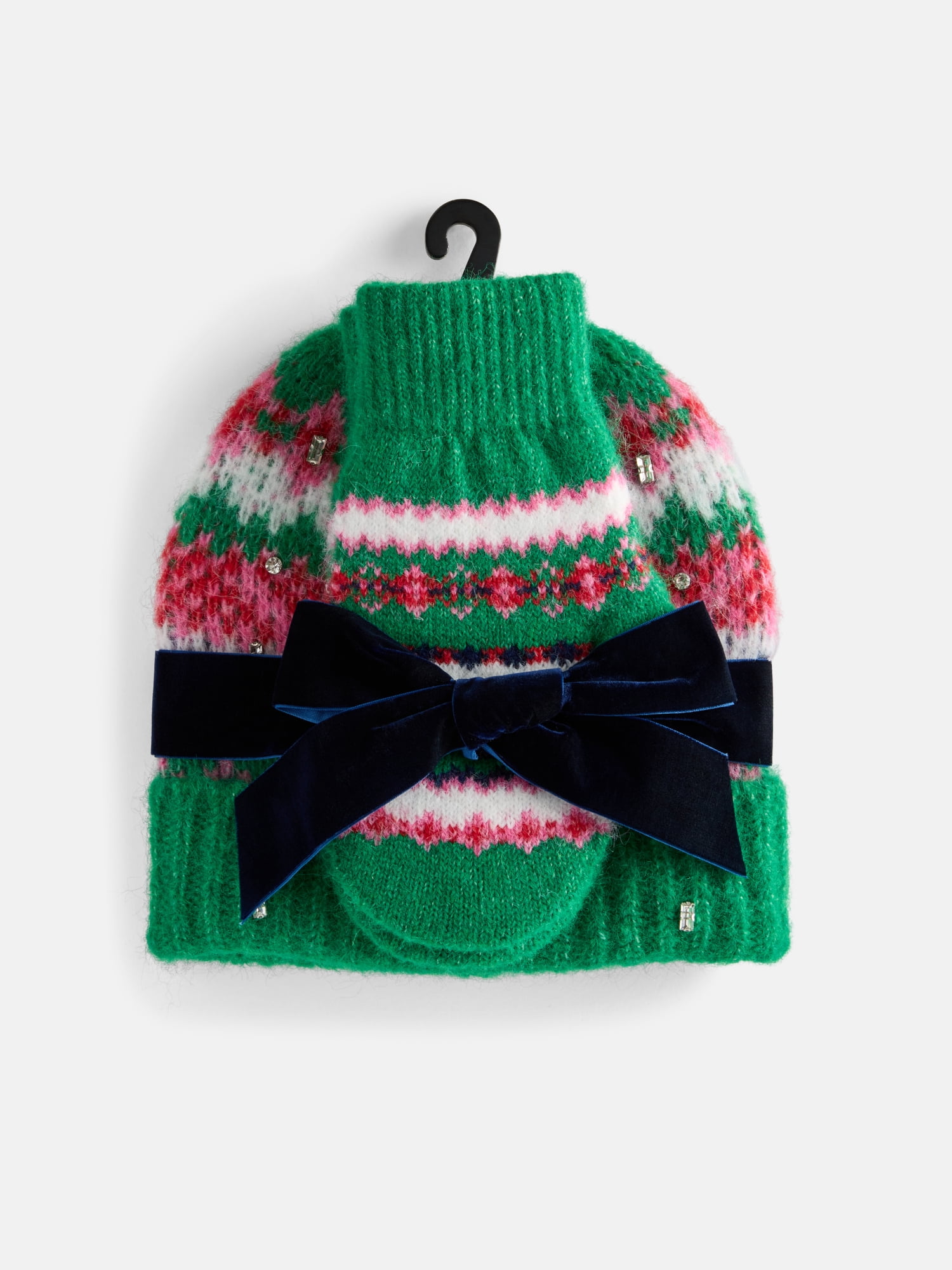 Free Assembly Women's Beanie Mitten Set, Green