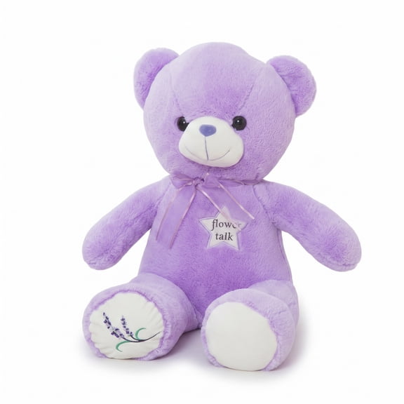 Giant Lavender Purple Teddy Bear Plush, Large Soft Stuffed Animal with Ribbon, Romantic Gift for Girls and Holiday