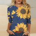 thumbnail image 1 of Mode Femmes Impression Casual V-Cou Manches Courtes T-shirt Tops Floral Print Femmes Tops Gradient Couleur Femmes Tops, 1 of 4
