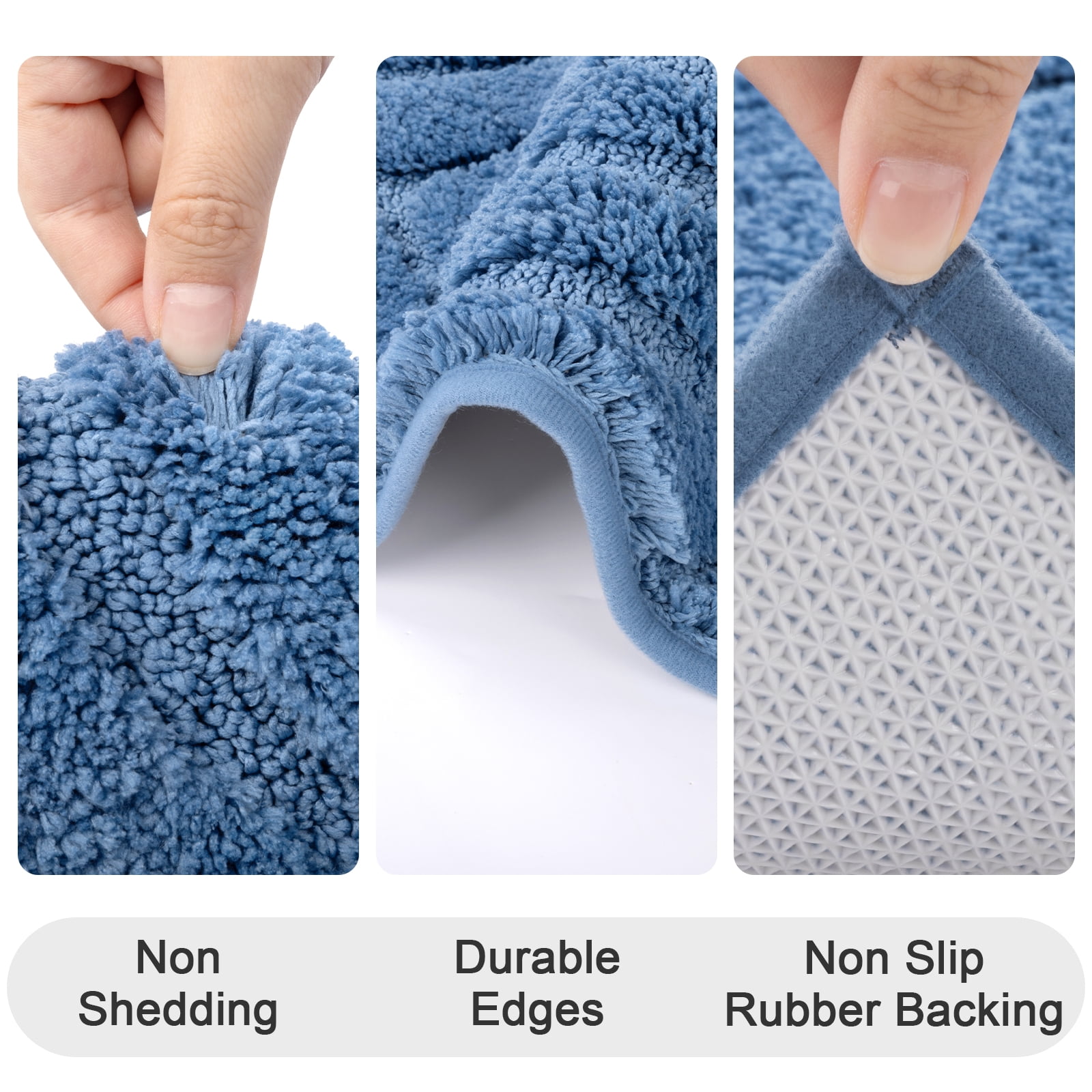 Ileading Bathroom Rugs Sets 4 Piece, Super Soft and Absorbent Non Slip Microfiber Toilet Bathroom Mats