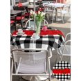 thumbnail image 4 of Outdoor Tablecloth with Umbrella Hole and Zipper, Valentine's Day Round Table Cloth 60 Inch Waterproof Tablecloth, Red Rose Flowers Buffalo Plaid Romantic Picnic Table Cover for Patio Camping, 4 of 7