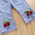 thumbnail image 5 of Byoo Toddler Girls' Cherry Embellishments Denim Capris Soft Elastic Waist Straight Fit Jeans Pants Cute Daily Pantalones, 5 of 6