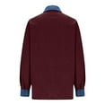 thumbnail image 4 of YOZGXEG Blouses For Women Dressy Casual Women Casual Corduroy Denim Patchwork Jacket Long Sleeve Turndown Collar Distressed Jean Coat Red S-Xxl, 4 of 6