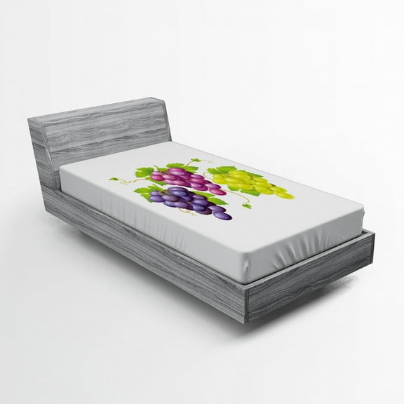 Ambesonne Nature Fitted Sheet, Ivy Burgundy Region, Twin Size, Purple Green