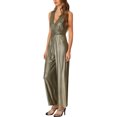 thumbnail image 4 of Allegra K Metallic Jumpsuit for Women's V Neck Sleeveless Party Glitter Overall, 4 of 5