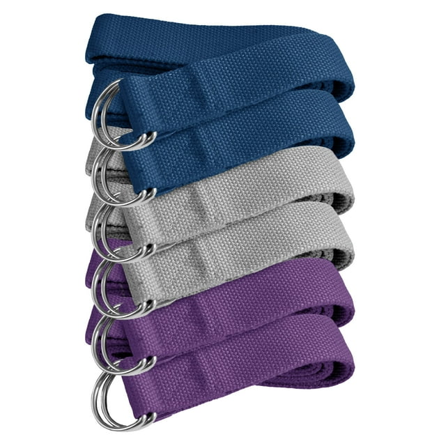 Sunshine Yoga 6-Pack Yoga Strap, 6-Foot Yoga Straps With Anti-Slip D-Ring Buckle, Adjustable Leg Stretching Strap for Muscle and Hamstring Stretch, Exercise Strap for Schools and Studios, Assorted