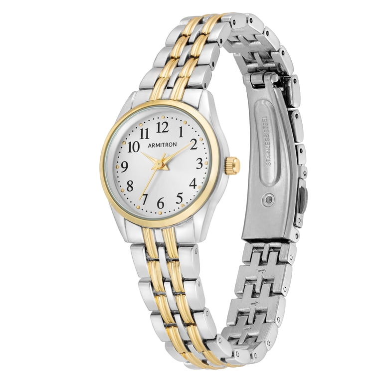 Armitron lady battery bracelet water resistant stainless steel Vintage Armitron Now Ladies AL21E Gold & Silver Tone  main image 4