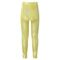 thumbnail image 2 of Alvivi Girls Kids Metallic Active Dance Leggings Shiny Sparkly Stretch Ankle Length Tights Pants Gold 11-12, 2 of 7