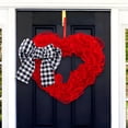 thumbnail image 7 of XIBUFE Happy Valentine's Day Door Wreath,Buffalo Plaid Bows Farmhouse Home Hanger,Romantic Heart Welcome Sign for Porch Farmhouse Valentine Front Door Outdoor Home Decor, 7 of 7