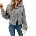 thumbnail image 3 of Liacowi Women Cual Jackets Long Sleeve Houndstooth Jacquard Button Cardigan Coat Women Fall Fhion Lightweight Outwear Clothes Streetwear, 3 of 5