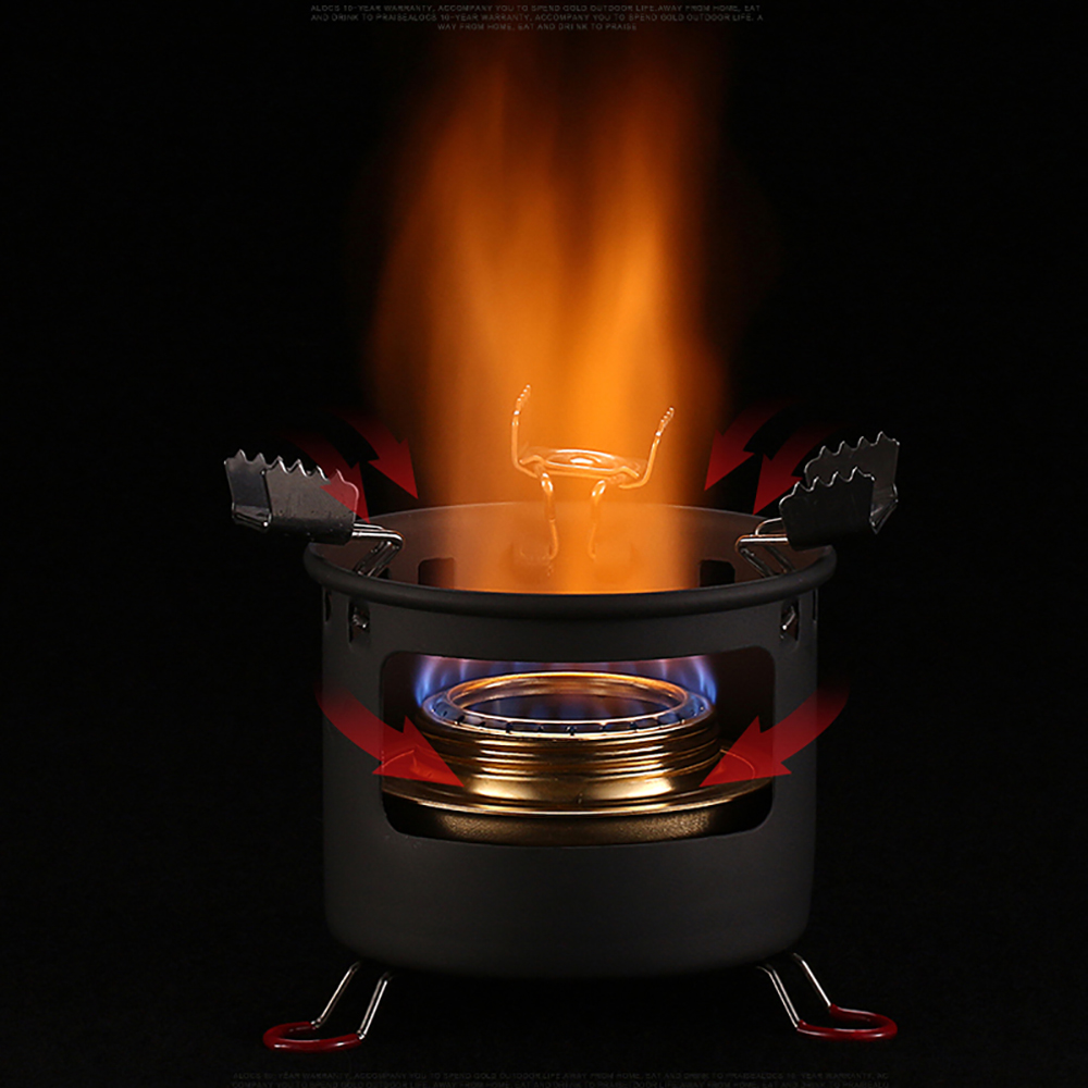 Mini Alcohol Stove with Aluminium Stand Efficient Lightweight Spirit Burner for Camping, Hiking, Picnic and Survival