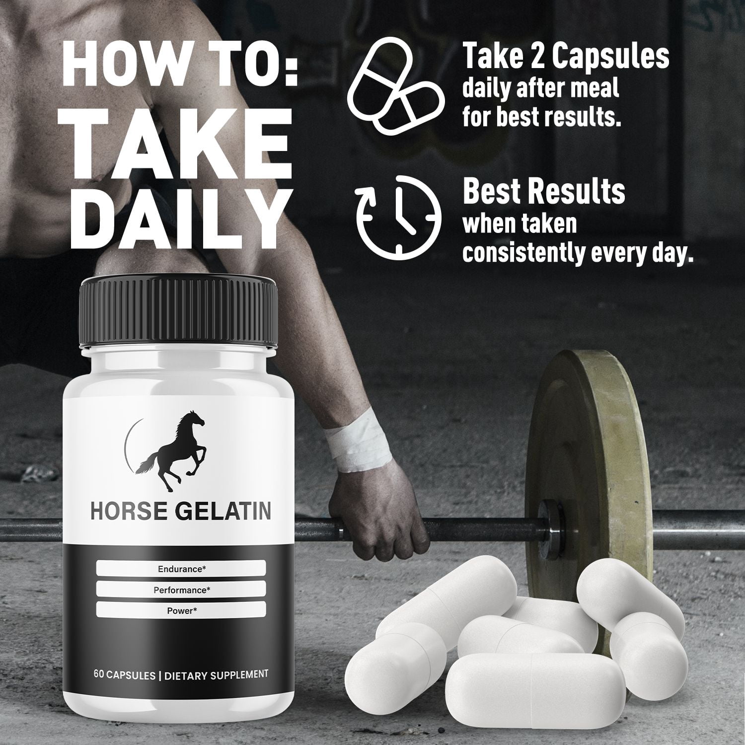 Horse Gelatin Advanced Formula Pills All Natural Vitamin Supplement HorseGelatin 300 Capsules
