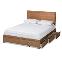 Bowery Hill Walnut Finished Wood Full Size 3-Drawer Bed