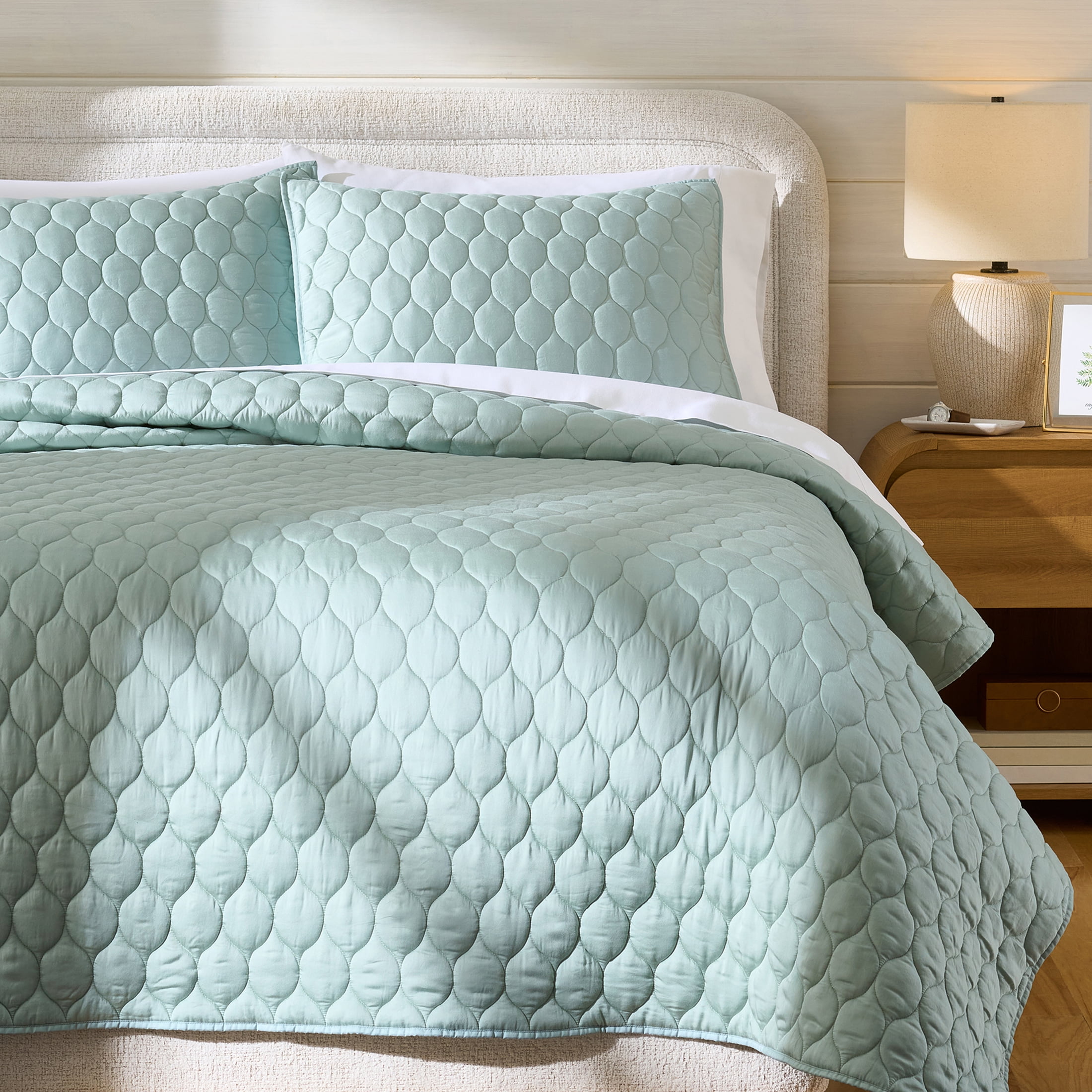 Better Homes & Gardens Tencel Quilted Pillow Shams, King, Seafoam Green, 2 Pack