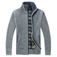 thumbnail image 3 of Suéter tipo cárdigan de otoño e invierno grueso con forro polar para hombre, suéter de cuello alto, suéter de talla grande, 3 of 5