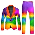 thumbnail image 1 of Male Rainbow Long Sleeve Coat And Pants Two Piece Suit Printed Button And Pockets Suit For Holiday Party Events Build to Suit Three Piece Tuxedo Boys Slim Suit Set Medium Suit Jacket Mens Dress, 1 of 6
