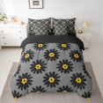 thumbnail image 2 of jejeloiu Cartoon Flower 7-Piece Twin Bedding Sets,Black Daisy Floral Bedding Comforter Set For Girls Women Reversible, 2 of 8