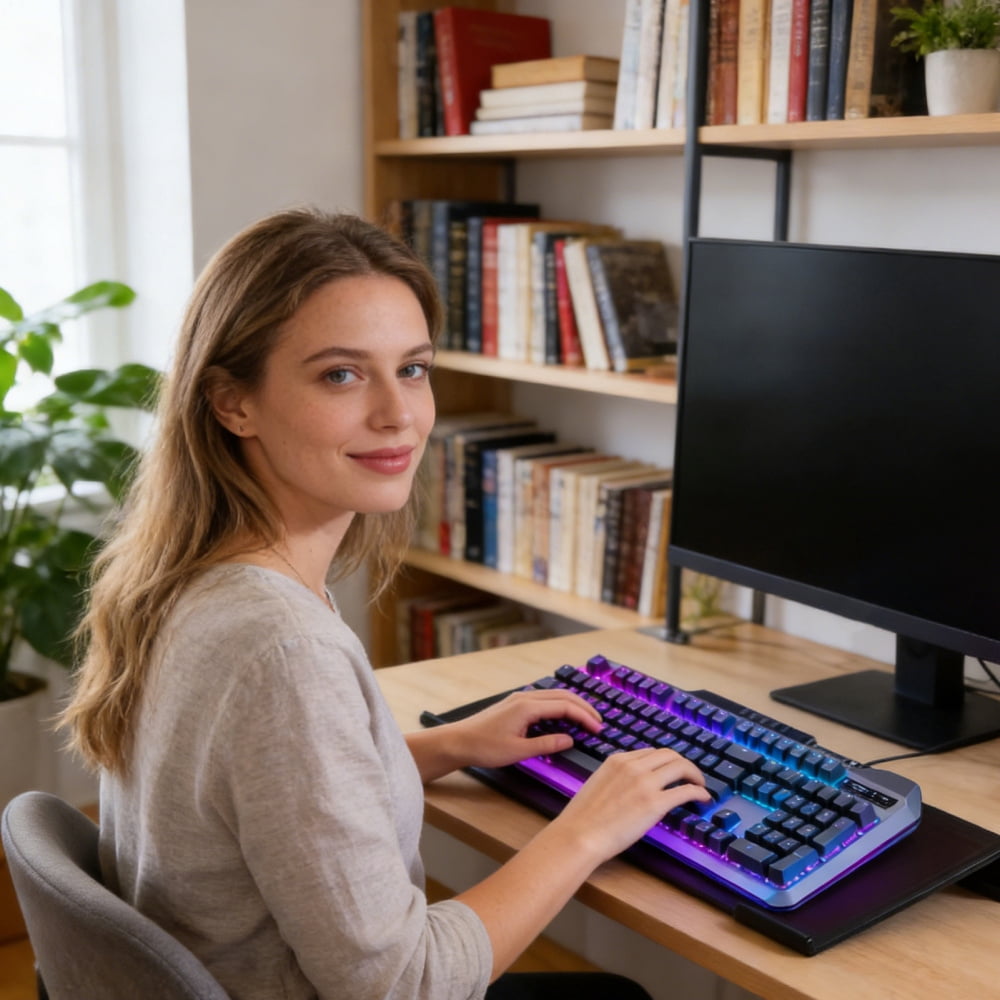 Ksruee Keyboard Stand for Desk Ergonomic Tilted Clear Riser PC Keyboard Stand Riser for Typing for Home Study Room Reception School Cubicle Work Gamers Students Programmers