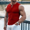 thumbnail image 2 of Men's Ribbed Henley Tank Tops Knit V Neck Sleeveless Workout T Shirt Muscle Gym Fitness Tee Navy, 2 of 7