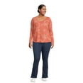 thumbnail image 3 of Terry & Sky Women’s Plus Size Henley Waffle Tee with Long Sleeves, 2- Pack, 3 of 5