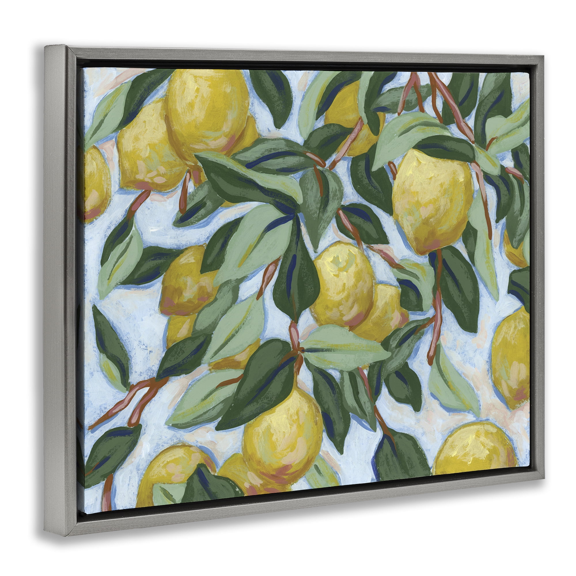 Stupell Industries Summer Citrus Tree Gray Framed Floater Canvas Wall Art, design by June Erica Vess