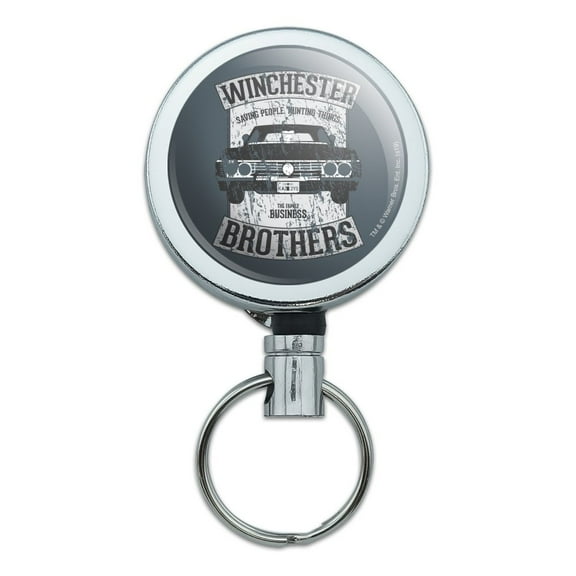 Supernatural Winchester Brother's Impala Heavy Duty Metal Retractable Reel ID Badge Key Card Tag Holder with Belt Clip