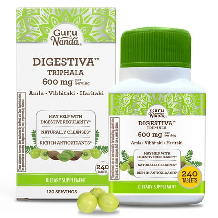 GuruNanda Digestiva Triphala Dietary Supplement Infused with Amla, Vibhitaki, and Haritaki for Digestion Cleansing - 500mg