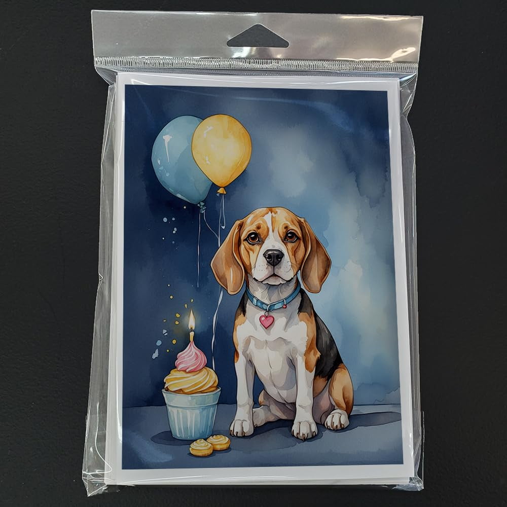 Carolines Treasures DAC7950GCA7P 5 x 7 in. French Bulldog Happy Birthday Greeting Cards - Pack of 8